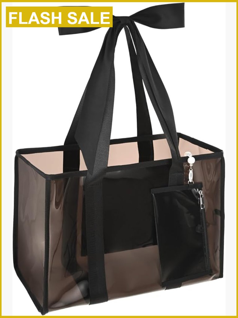 Jelly Tote Bag, Waterproof Beach Bag With Bow, Travel Tote